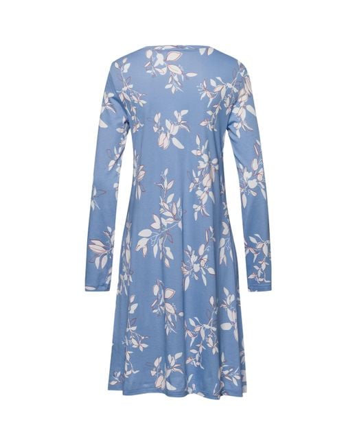 Hanro Blue Cotton-Modal Printed Nightdress