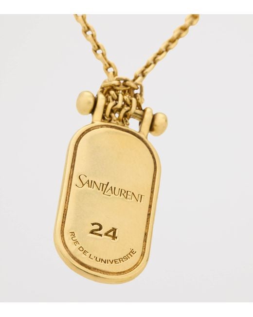 Saint Laurent Metallic Cassandre Tablet Necklace for men