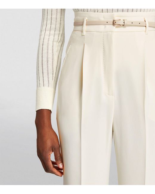 Max Mara White Belted High-rise Wide-leg Trousers