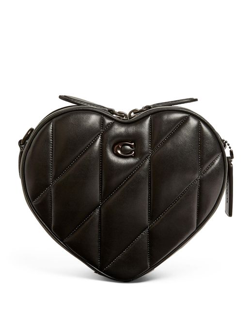 COACH Black Leather Heart Cross-body Bag