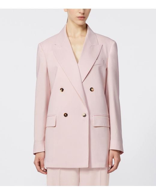 Max Mara Pink Wool-Mohair-Silk Double-Breasted Blazer