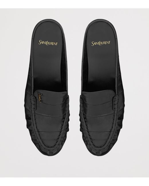Saint Laurent Black Eel Leather Le Loafer Mules