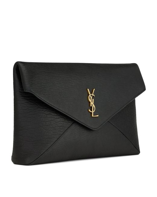 Saint Laurent Black Leather Cassandre Envelope Pouch