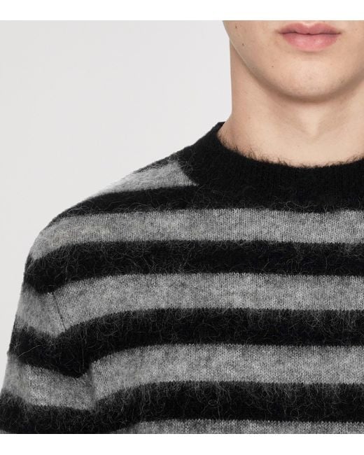 AllSaints Black Wool-Mohair-Blend Harry Stripe Sweater for men