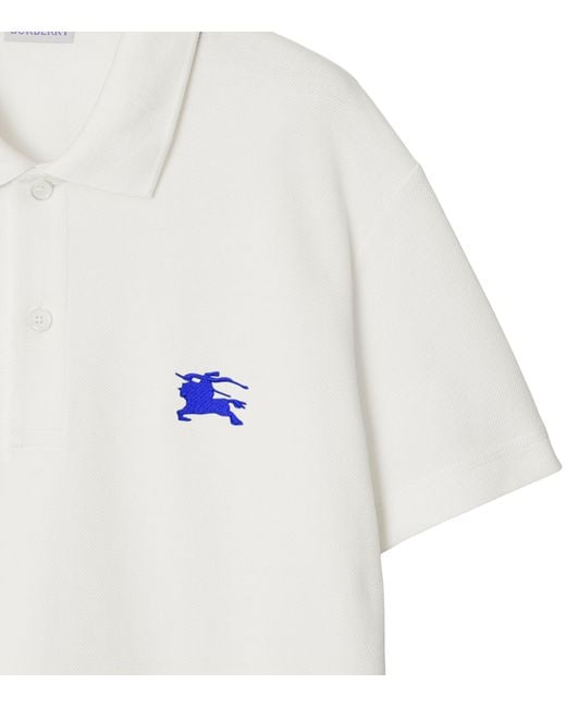 Burberry White Cotton Ekd Polo Shirt for men