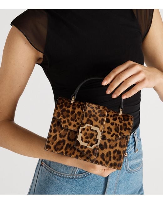 Malone Souliers Brown Mini Leopard Audrey Top-Handle Bag
