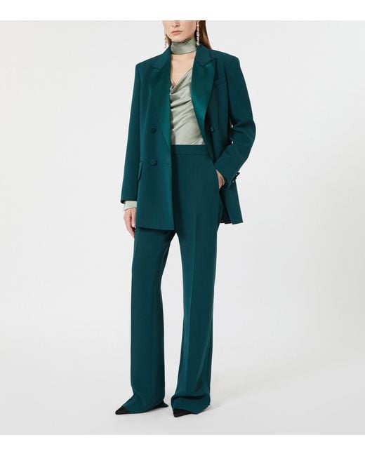 Max Mara Green Flared Tuxedo Trousers