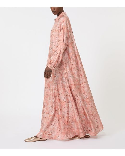 Max Mara Pink Printed Maxi Shirt Dress