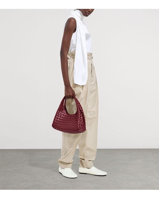 Bottega Veneta Red Small Leather Campana Shoulder Bag