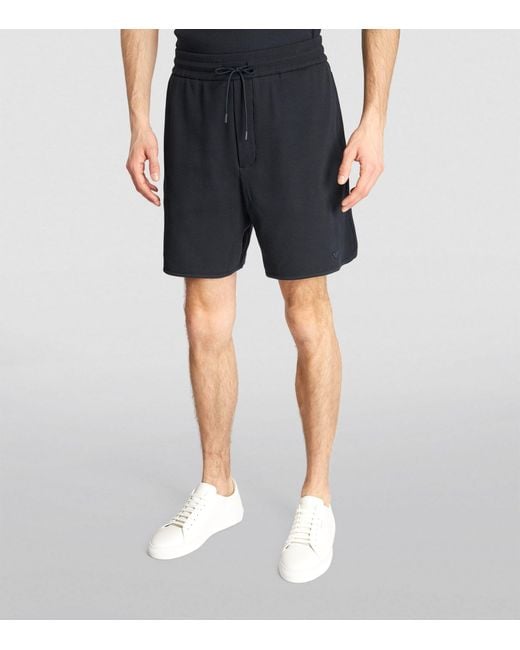 Emporio Armani Black Cotton-blend Ribbed Shorts for men