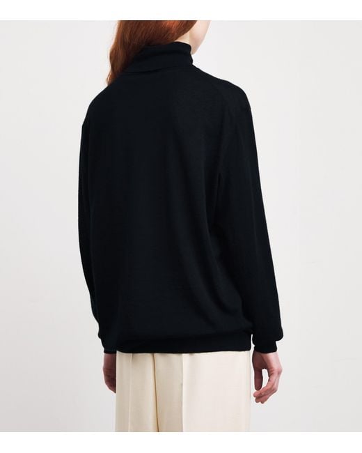 The Row Blue Nabari Cashmere Rollneck Sweater