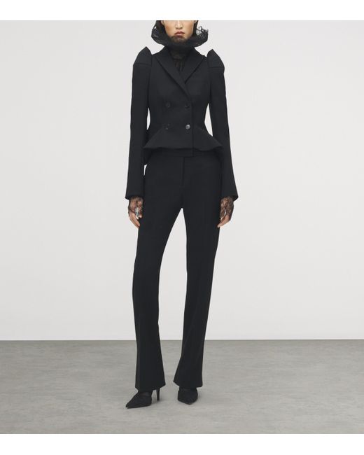 Alexander McQueen Black Stretch-Wool Structured Blazer