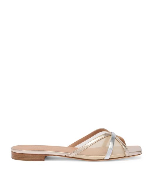 Malone Souliers Natural Mesh Perla Flat Mules