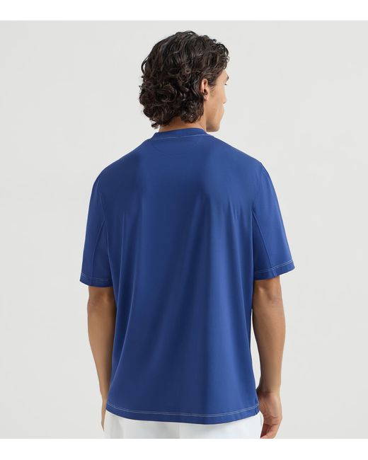 Brunello Cucinelli Blue Technical Crest T-Shirt for men