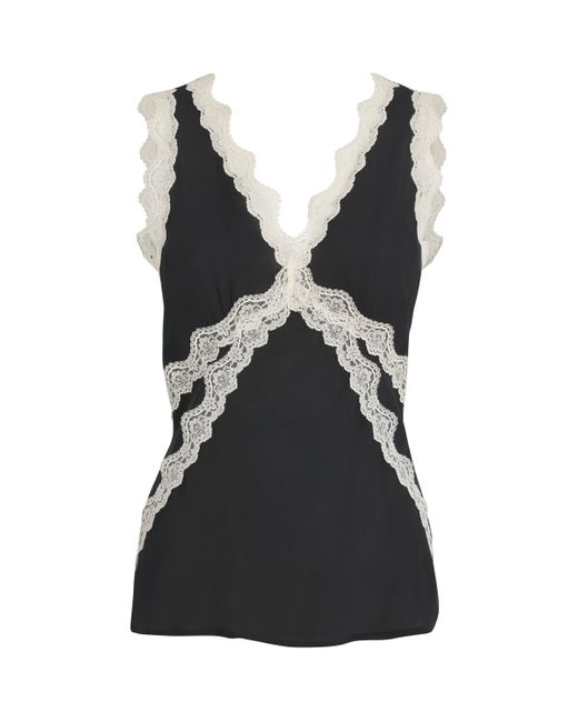 PAIGE Black Lace-Trim Terezia Tank Top