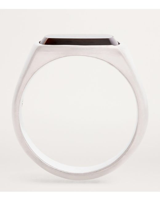 Tom Wood Metallic Sterling Cushion Tiger Eye Ring for men