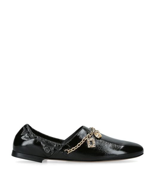 Roger Vivier Black Patent Leather Embellished Ballet Flats