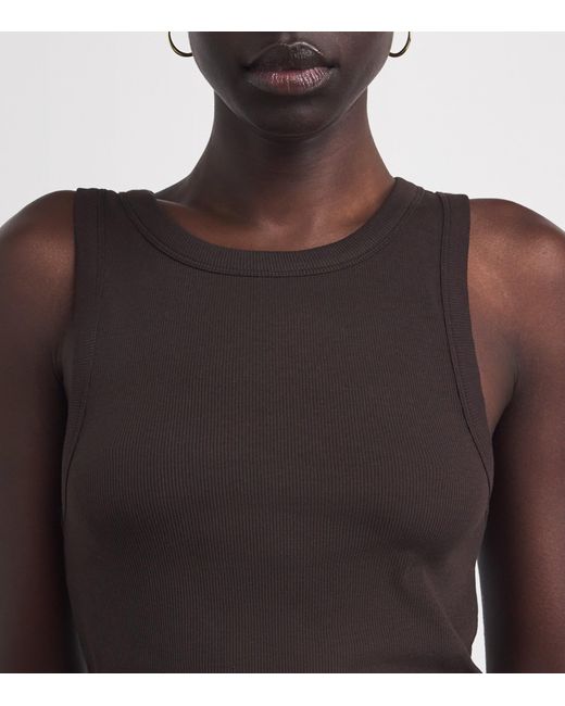 ME+EM Black Stretch-Cotton Tank Top