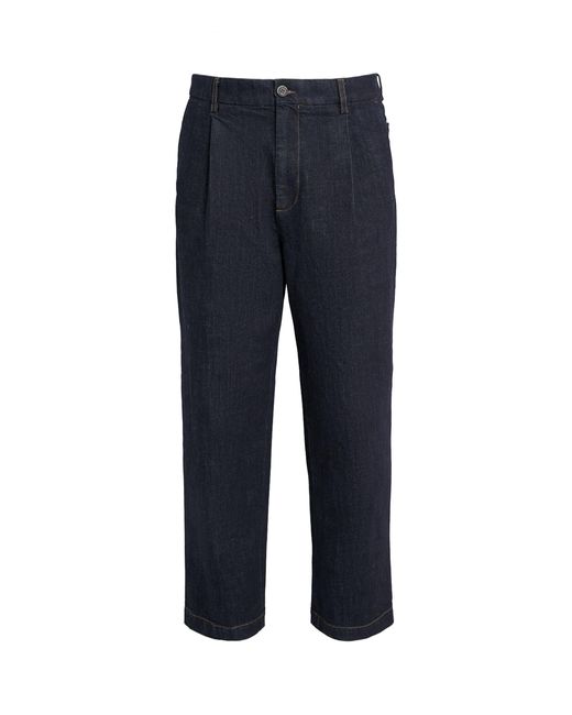 Barena Blue Pleated Wide-Leg Jeans for men