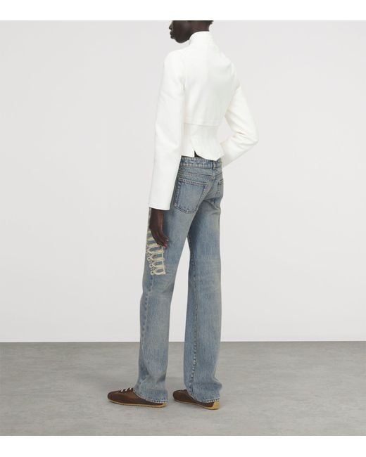McQueen Blue Metallic-Frogging Straight Jeans