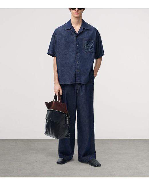 Loewe Blue Chambray Short-Sleeve Shirt for men