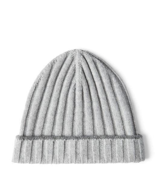 Brunello Cucinelli Gray Cashmere Ribbed Beanie for men