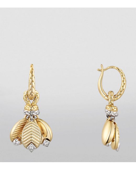 Cartier Metallic Yellow Gold, White Gold And Diamond Grain De Café Earrings