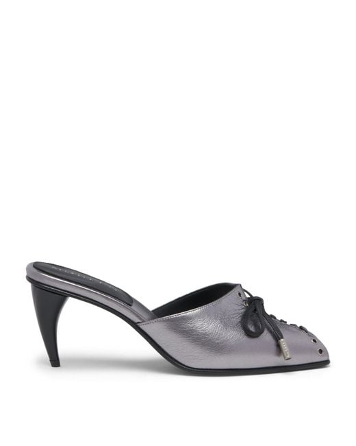 McQueen Gray Leather Lexie Heeled Mules 70