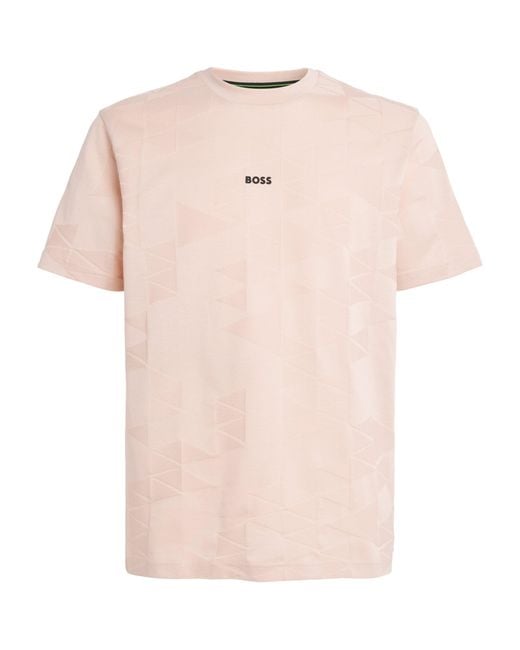 Boss Pink Cotton Network Logo T-Shirt for men