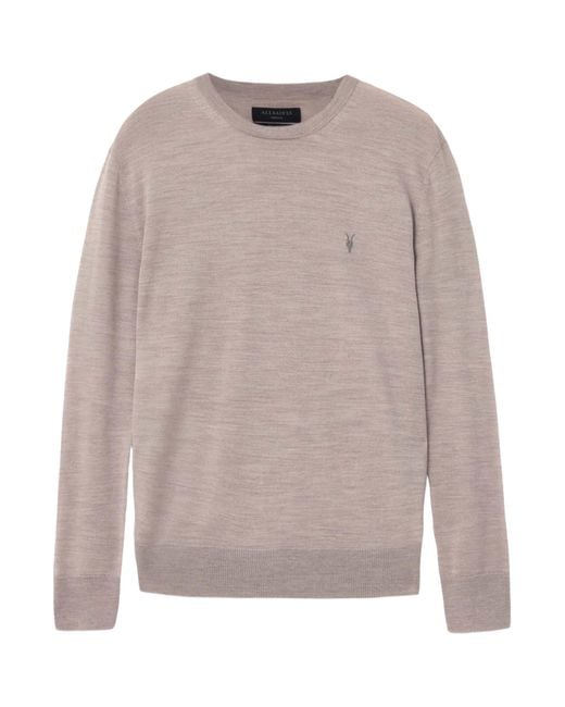 AllSaints Gray Merino Wool Mode Sweater for men