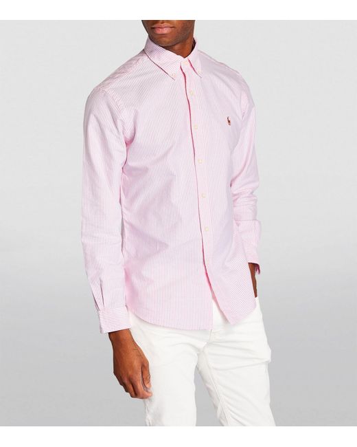 Polo Ralph Lauren Pink Cotton Striped Oxford Shirt for men