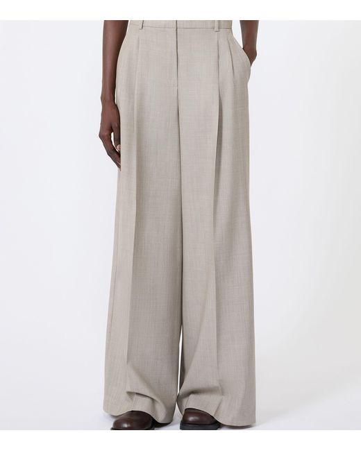 Weekend by Maxmara Gray Virgin Wool Wide-Leg Trousers