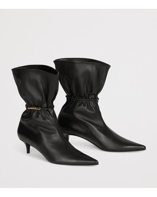 Balmain Black Lambskin Sphynx Ankle Boots