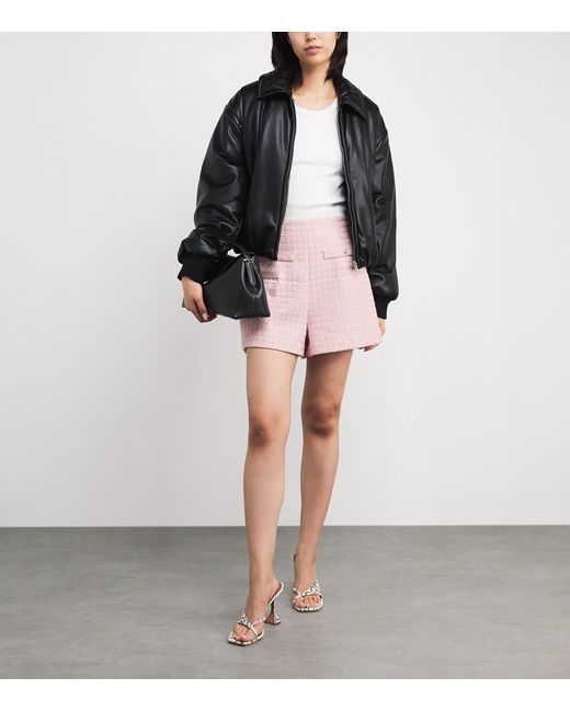 Sandro Pink Tweed Sequinned Check Shorts