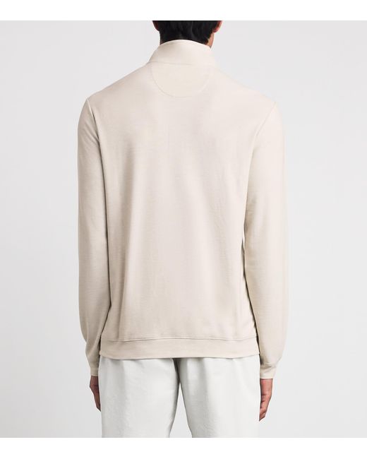 Ralph Lauren White Cotton-Blend Quarter-Zip Sweater for men