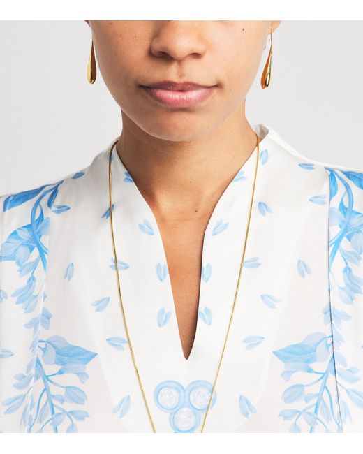 VERANDAH Blue Printed Gingham Kaftan Maxi Dress