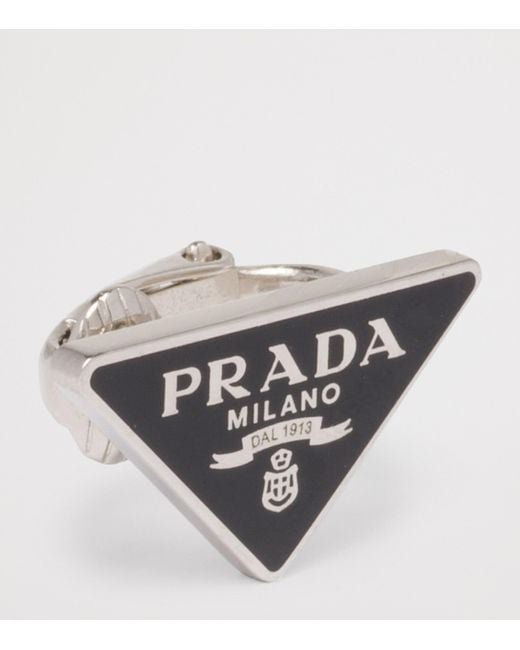 Prada Gray Triangle Single Clip Earring