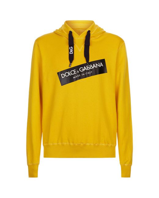 Dolce & Gabbana Yellow Logo Sticker Hoodie for men