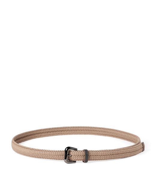 Brunello Cucinelli Natural Stretch-Cotton Braided Belt