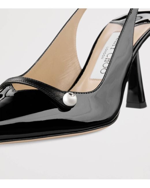 Jimmy Choo Black Amita 85 Leather Slingback Pumps