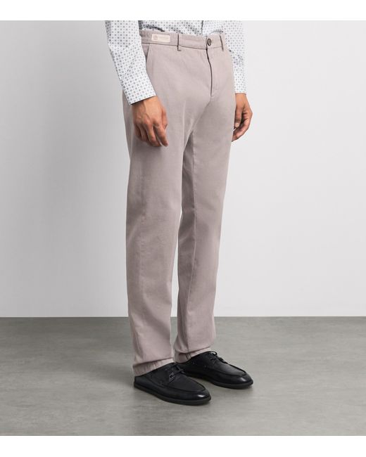 Paul & Shark Gray Cotton-Cashmere Straight Chinos for men