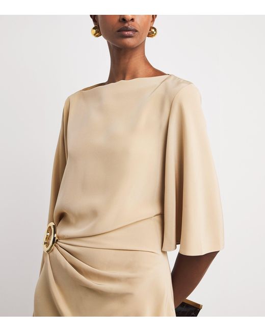 Joseph Natural Satin Gathered Joya Maxi Dress