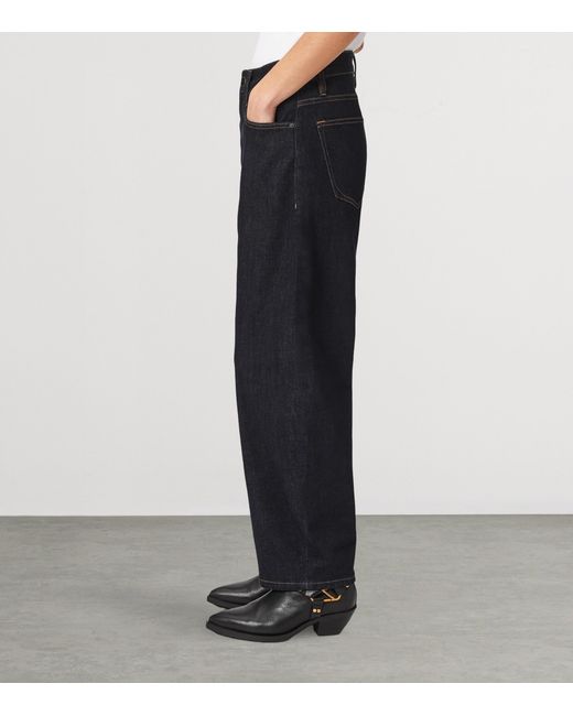 AllSaints Blue Sadie High-Rise Barrel-Leg Jeans