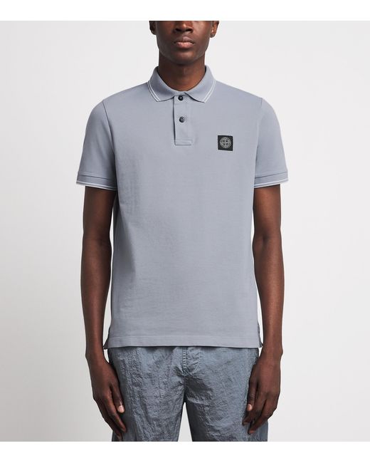 Stone Island Gray Cotton Compass Polo Shirt for men