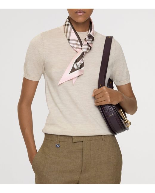 Burberry Metallic Silk Check Knight Skinny Scarf