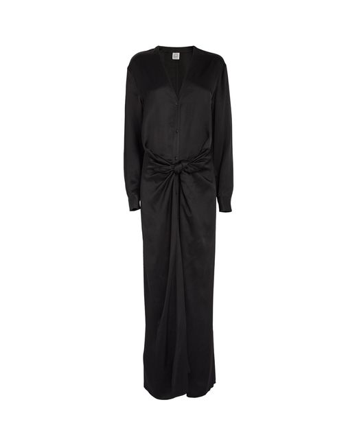 Totême  Black Satin Tie-detail Maxi Dress