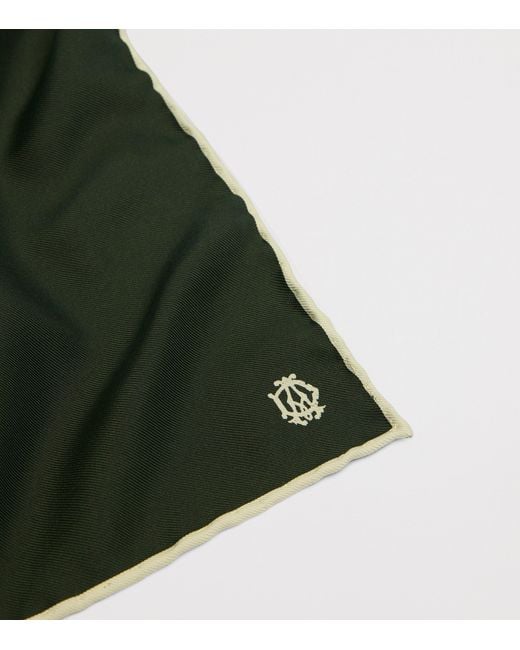 Dunhill Green Mulberry Silk Cypher Logo Pocket Square for men
