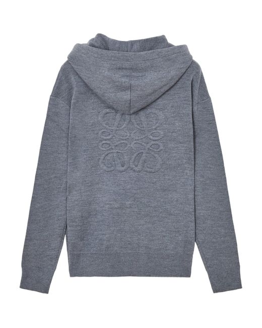 Loewe Gray Wool Anagram Zip-Up Hoodie for men