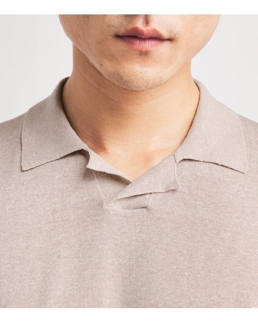 Eleventy White Cotton-Linen Polo Shirt for men
