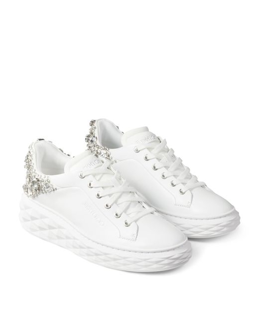 Jimmy Choo White Diamond Light Maxi Leather Sneakers